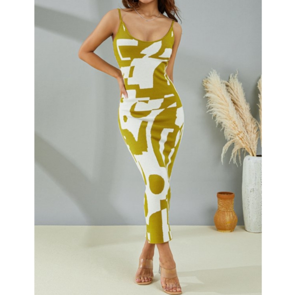 Color Block Knit Maxi Dress